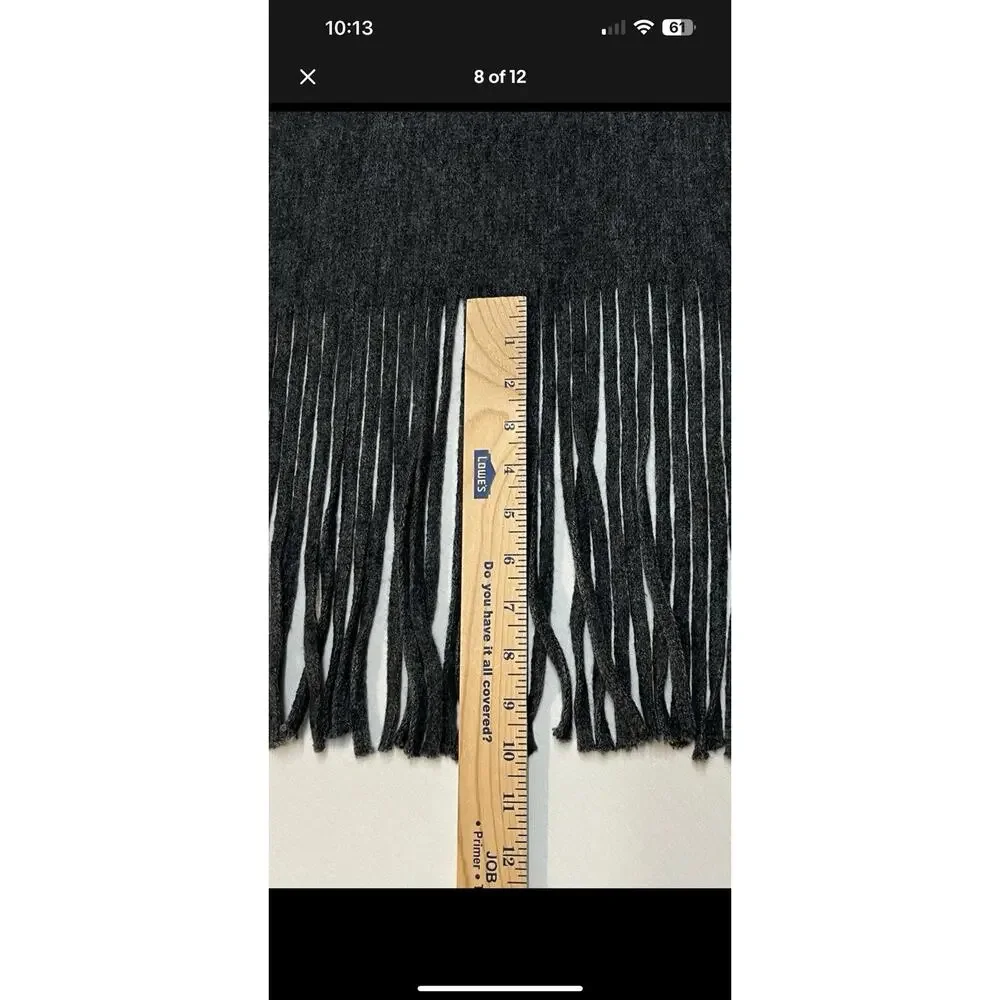 Lucky‎ Brand Women's Scarf With Fringe Dark Grey Color 15 X 75 Original $69.50